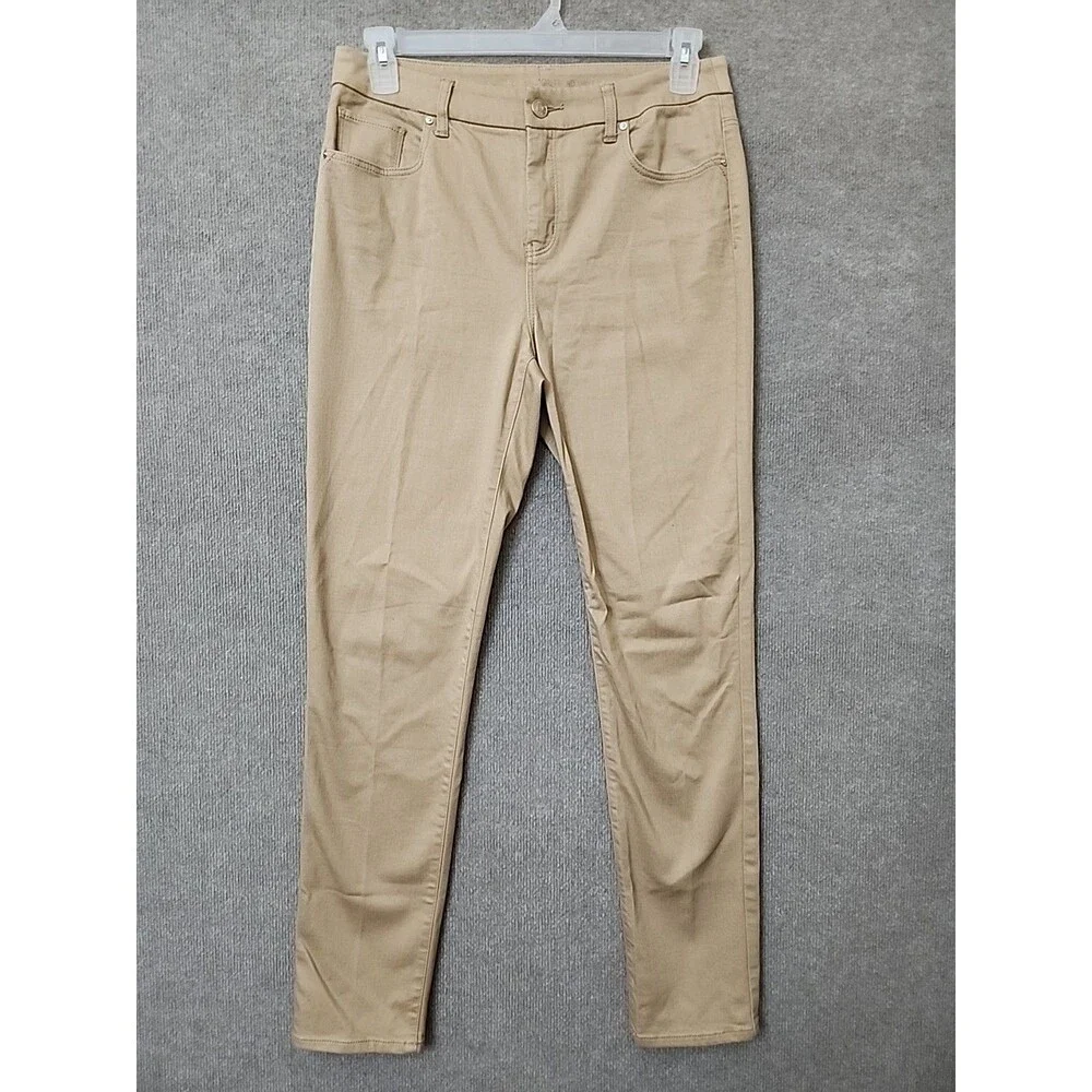 Chicos So Slimming Girlfriend Ankle Jeans Womens 1 US 8 Tall Tan Brown Stretch